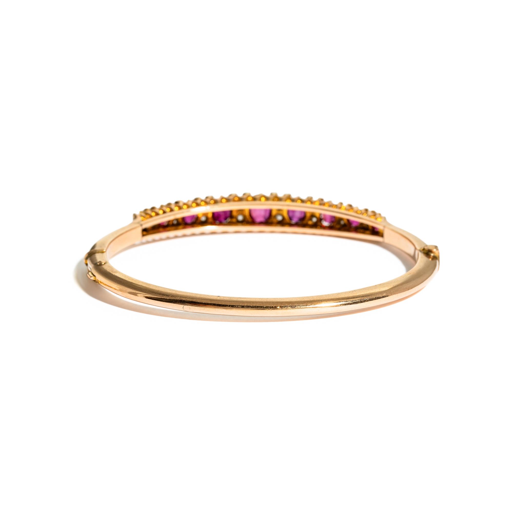 ANTIQUE, RUBY AND DIAMOND BANGLE BRACELET