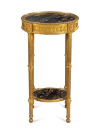 A Louis XVI Style Gilt Bronze and Marble-Inset Table