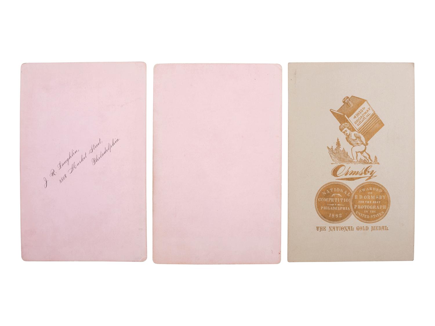 [WILD WEST SHOWS]. CRAWFORD, John. W. "Captain Jack" (1847-1917). A group of 3 scarce cabinet cards of Captain Jack Crawford and family, comprising:
