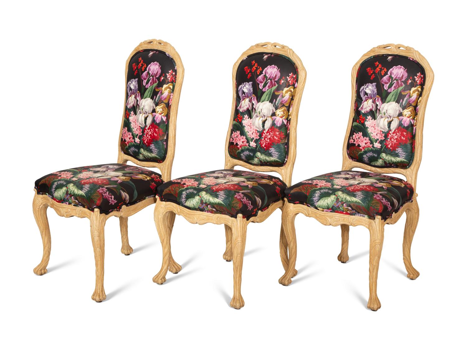 A Set of Ten Louis XV Style Dining Chairs