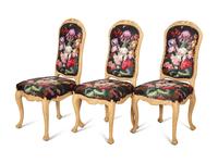 A Set of Ten Louis XV Style Dining Chairs