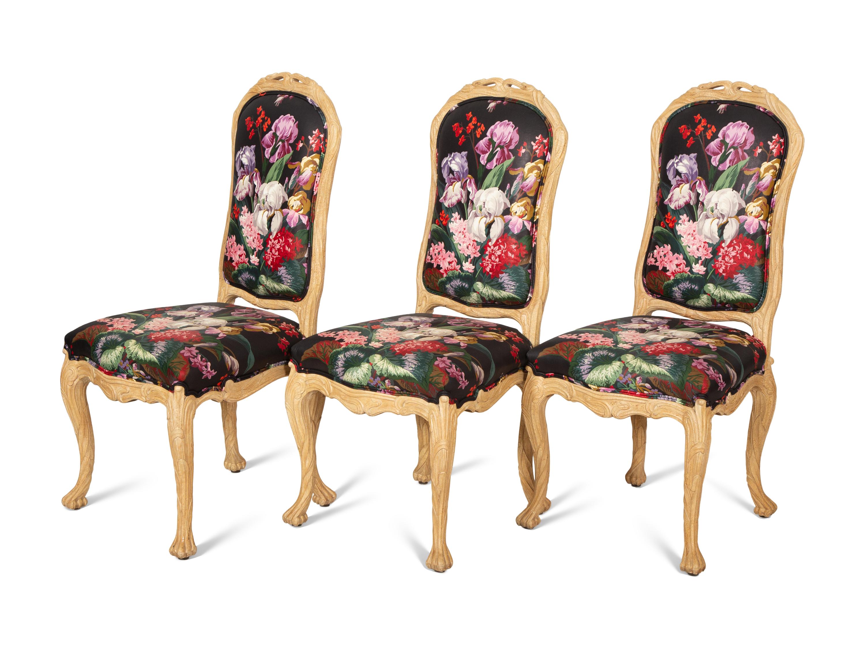 A Set of Ten Louis XV Style Dining Chairs