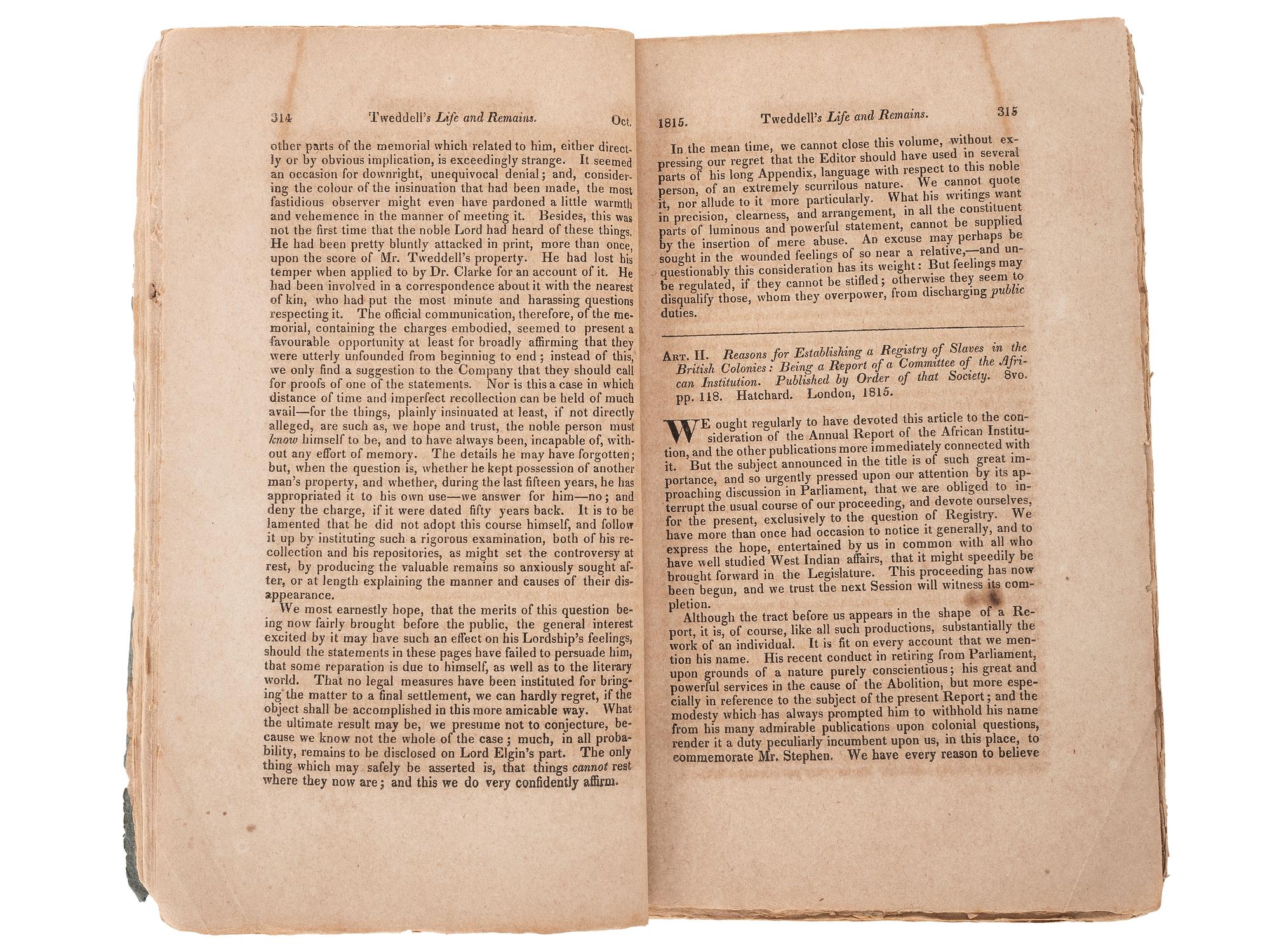 [SLAVERY & ABOLITION]. A group of 3 British pre-Civil War publications related to American slavery, comprising: