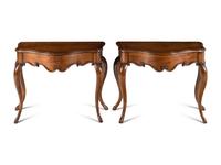 A Pair of Rococo Style Serpentine Console Tables