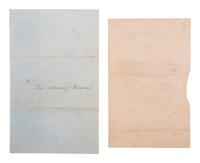[TEXAS]. A pair of ball invitations from the Republic of Texas and Texas in the Mexican-American War.