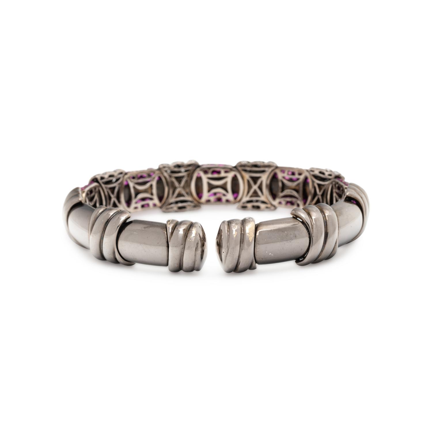 SABBADINI, PINK SAPPHIRE AND DIAMOND CUFF BRACELET
