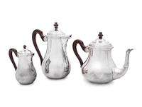 A Puiforcat Silver-Plate Three-Piece Tea Service