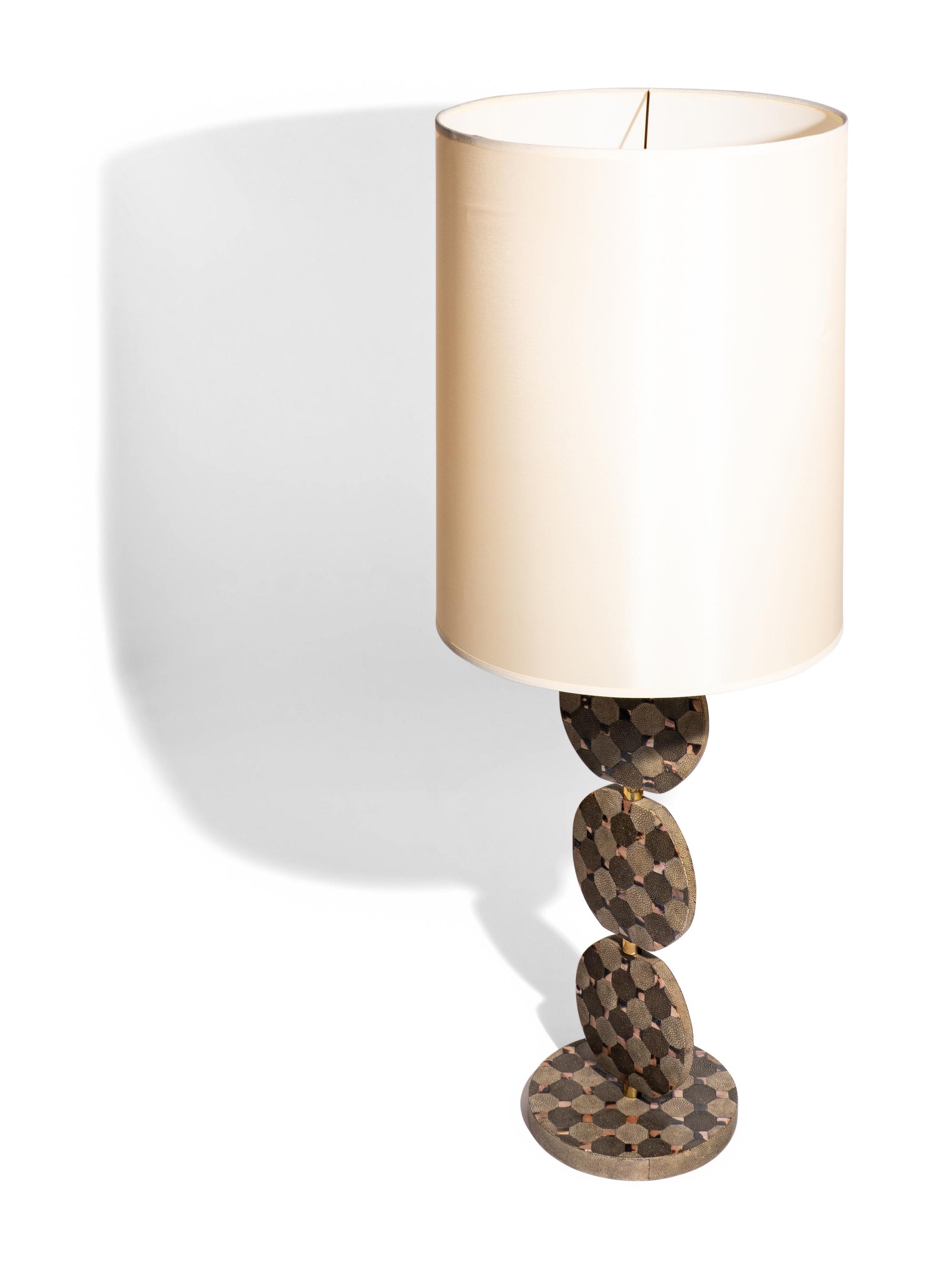 Sculptural Table Lamp in Shagreen and Horn