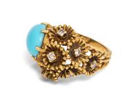 An 18 Karat Yellow Gold, Plastic and Diamond Ring,