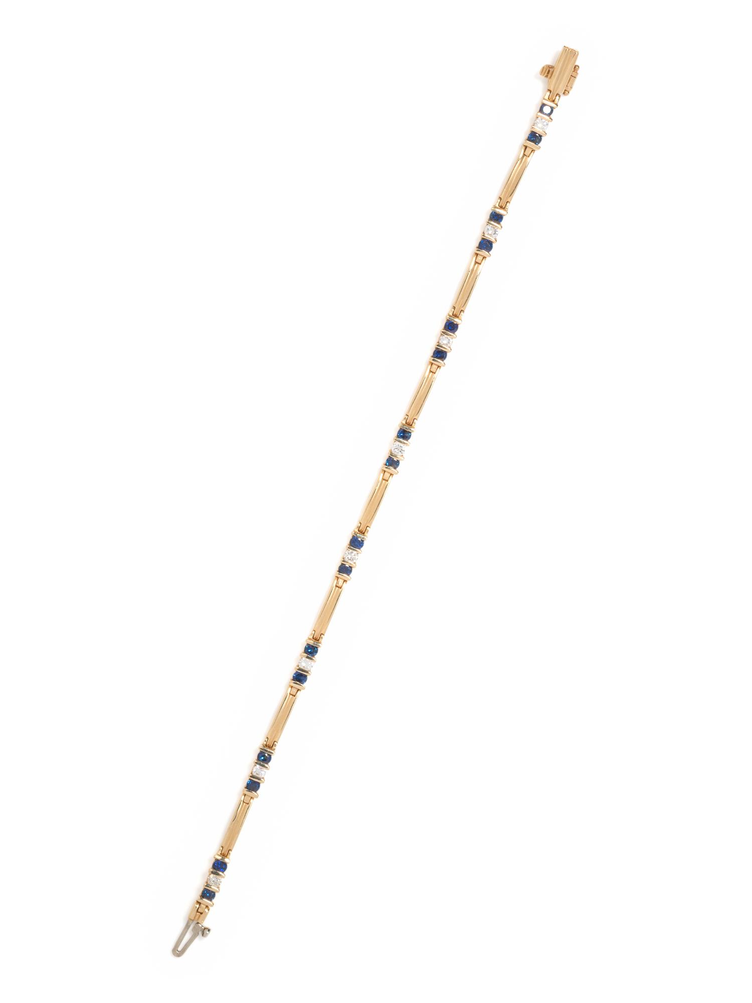 YELLOW GOLD, SAPPHIRE AND DIAMOND BRACELET