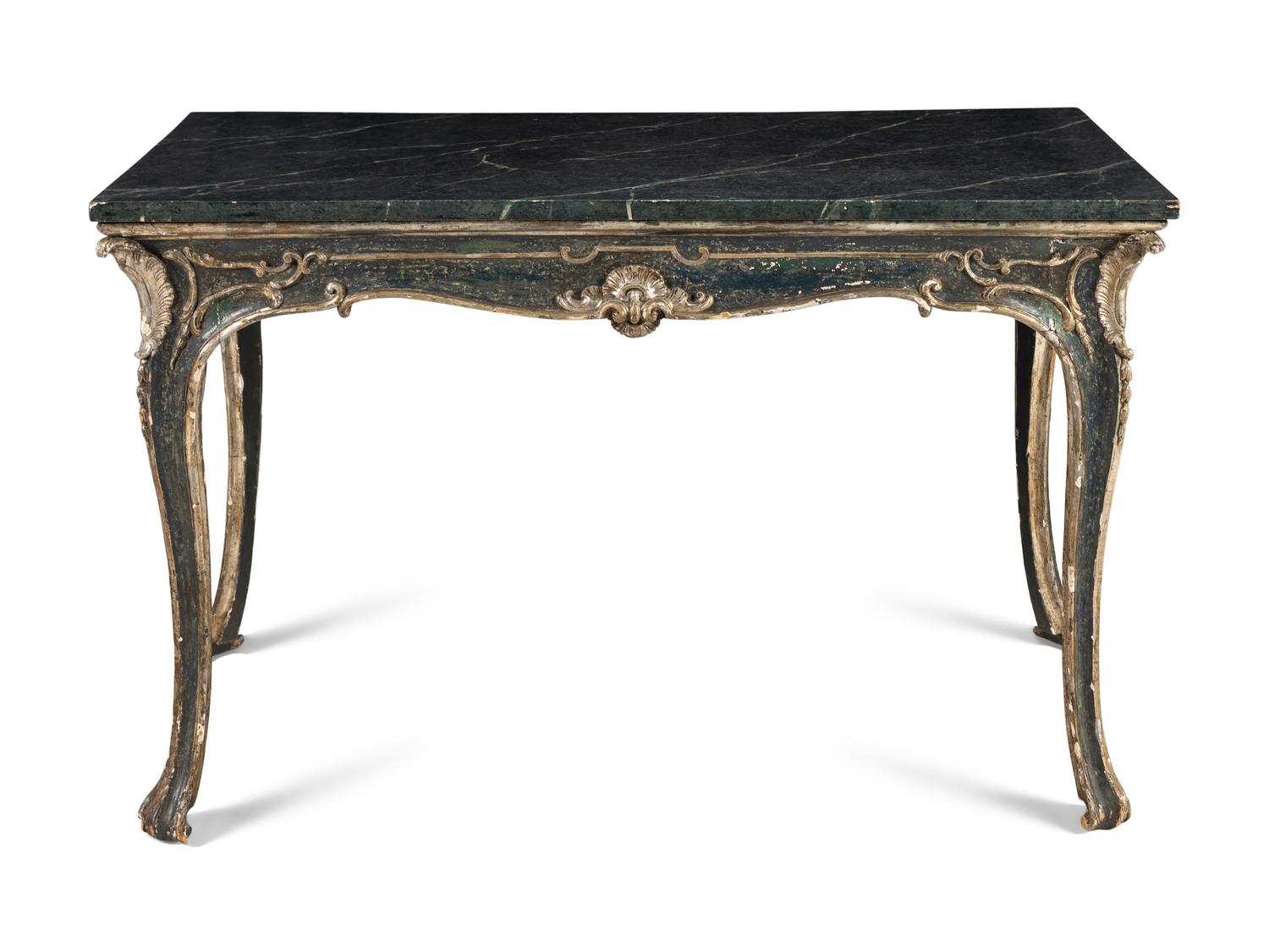 A Neapolitan Rococo Style Painted Console Table