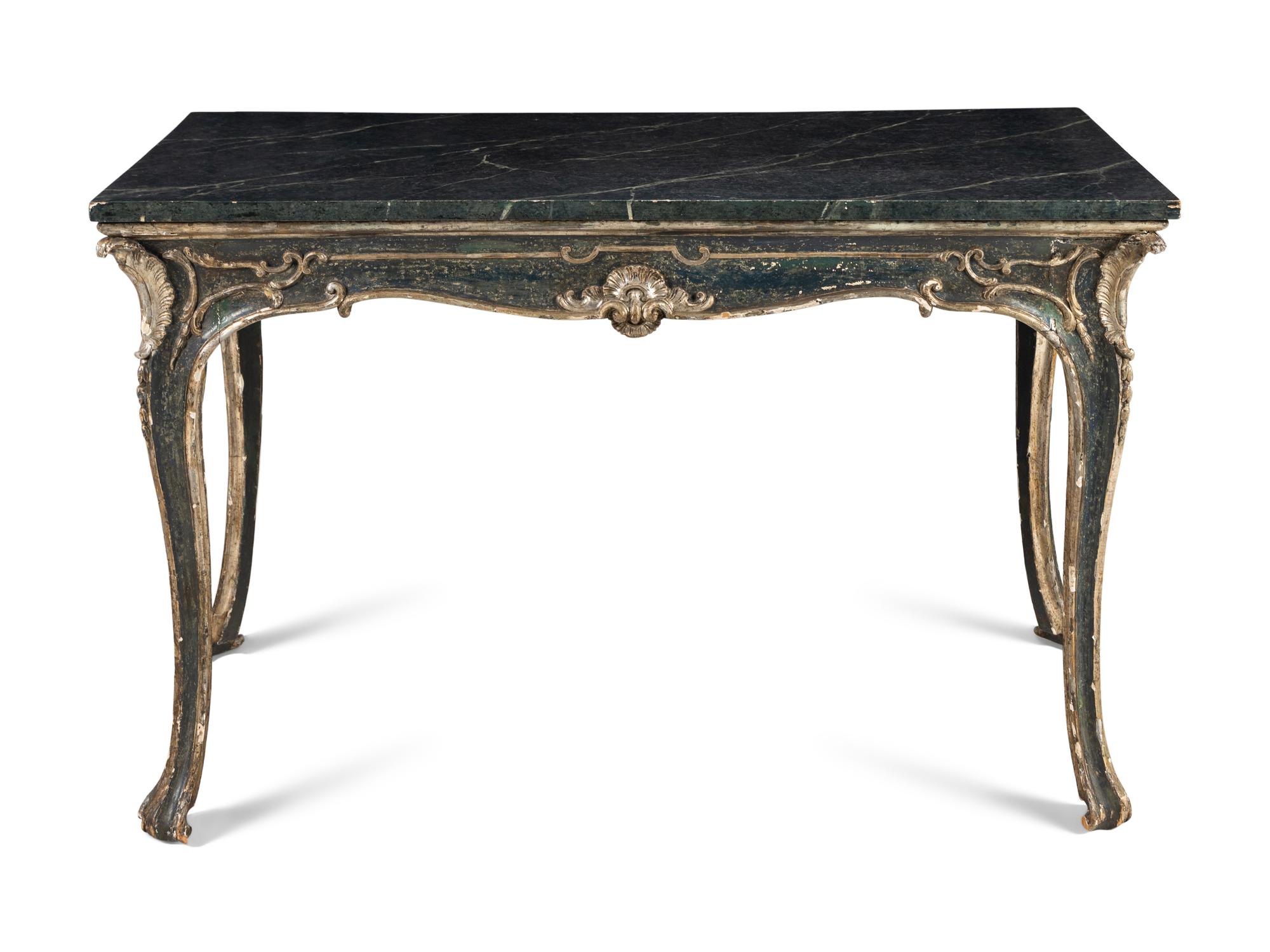 A Neapolitan Rococo Style Painted Console Table