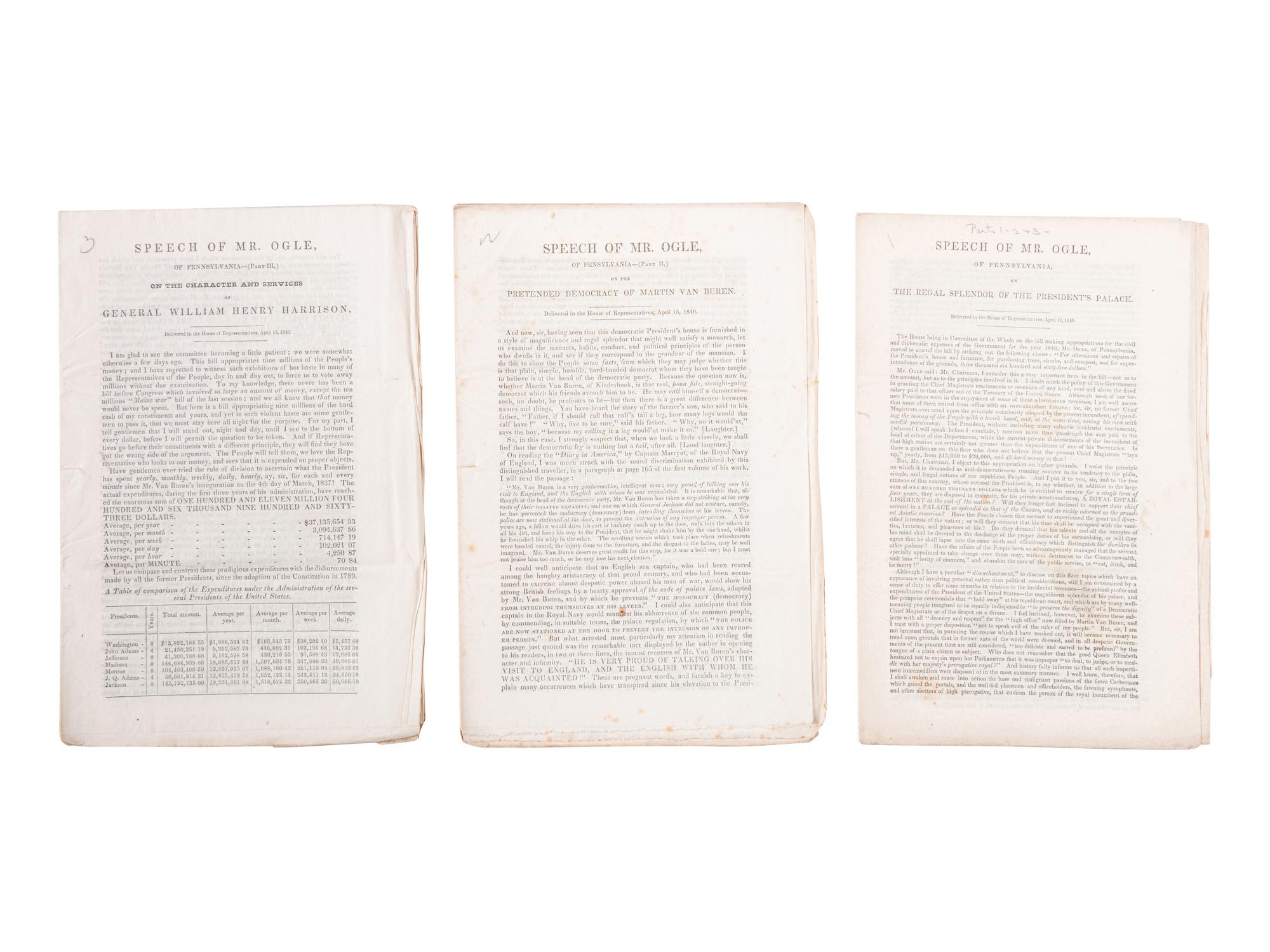 [VAN BUREN, Martin] -- [HARRISON, William Henry]. A group of pamphlets related to the 1836 and 1840 political rivalry, comprising: