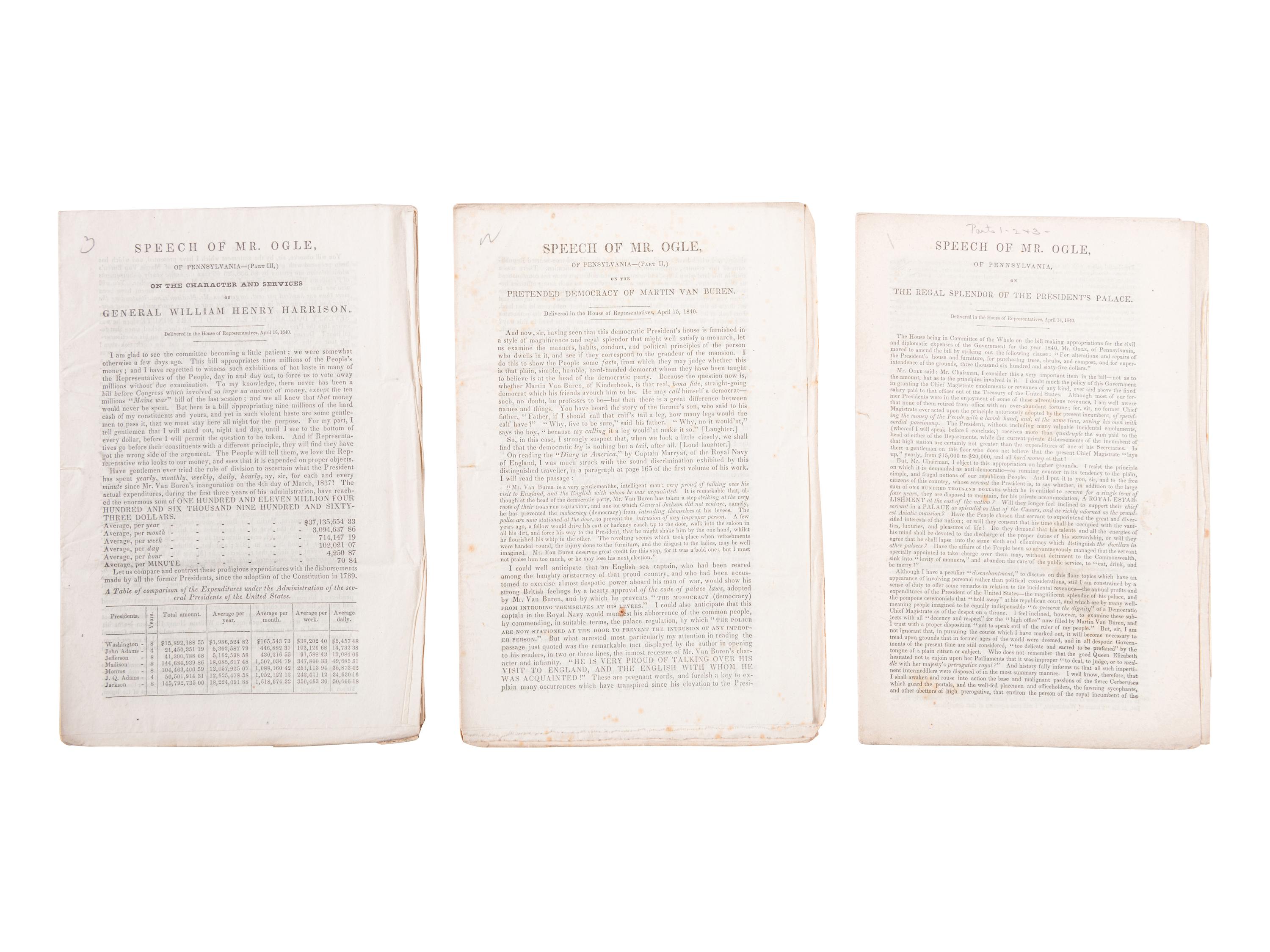 [VAN BUREN, Martin] -- [HARRISON, William Henry]. A group of pamphlets related to the 1836 and 1840 political rivalry, comprising: