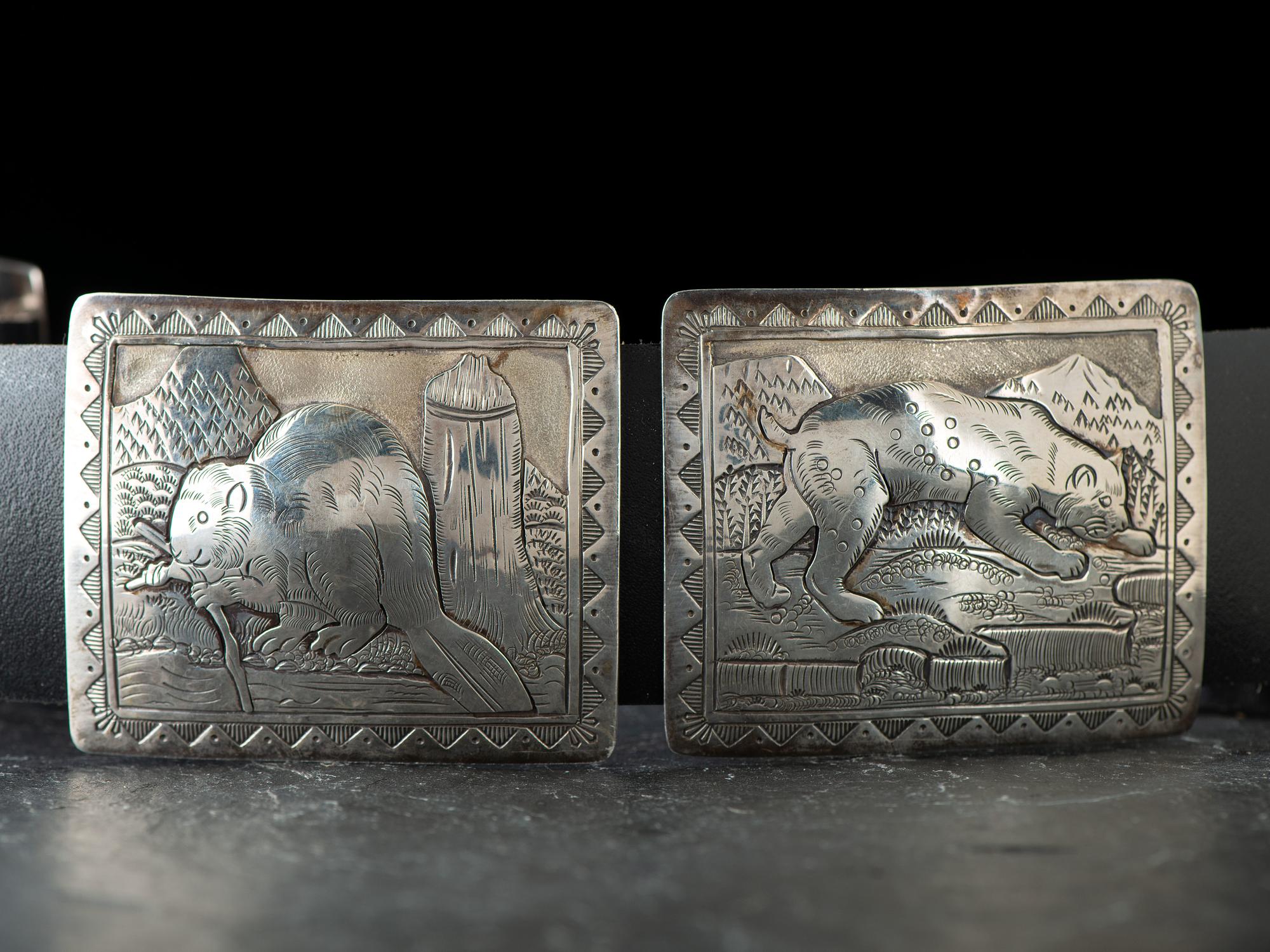 Navajo Sterling Silver Storyteller Concha Belt, with Woodland Creatures