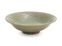 A Chinese Yaozhou Incised Celadon Glazed Porcelain Dish