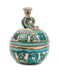 A Stoneware Lidded Vessel, Guido Gambone Height 6 inches.