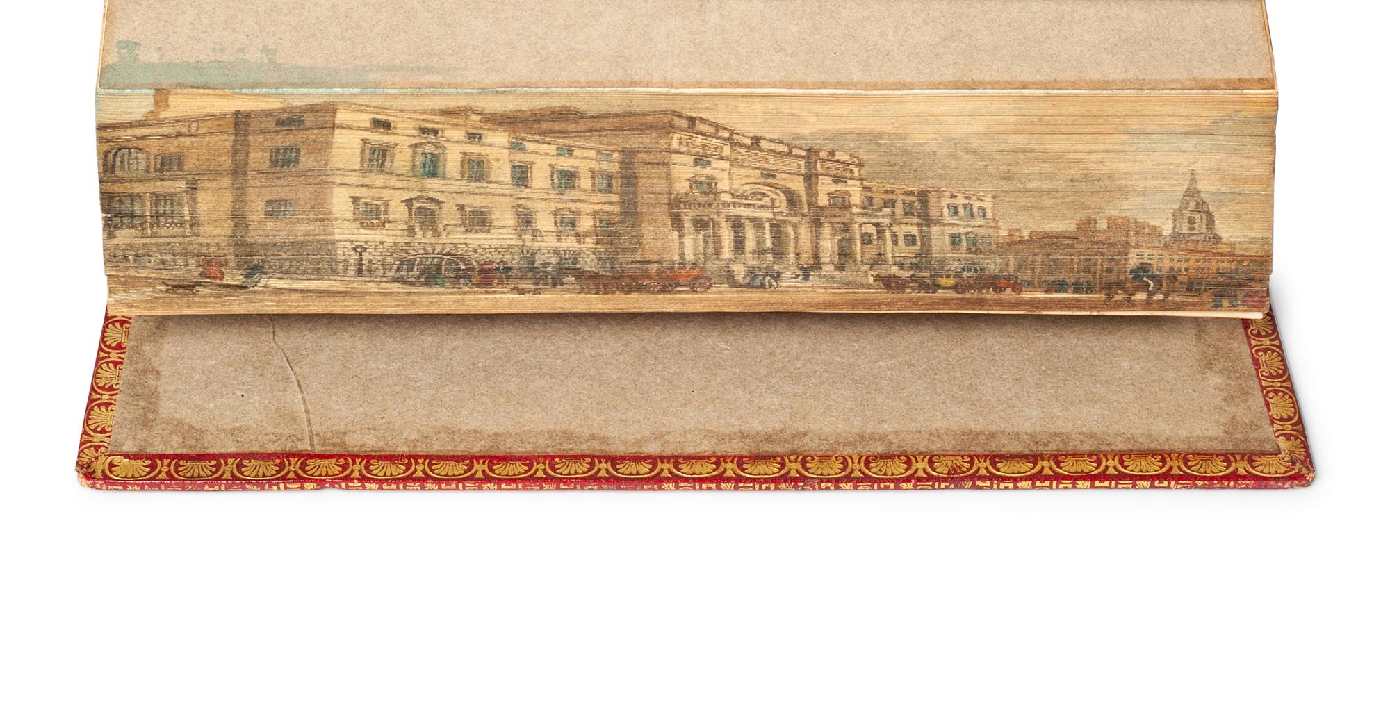 [FORE-EDGE PAINTING] – SCOTT, Walter (1771-1832). Tales of the Crusaders. – Vol. I-II, The Betrothed . – Vol. III-IV, The Talisman – Edinburgh & London: Archibald Constable and Co., Hurst, Robinson, and Co., 1825.