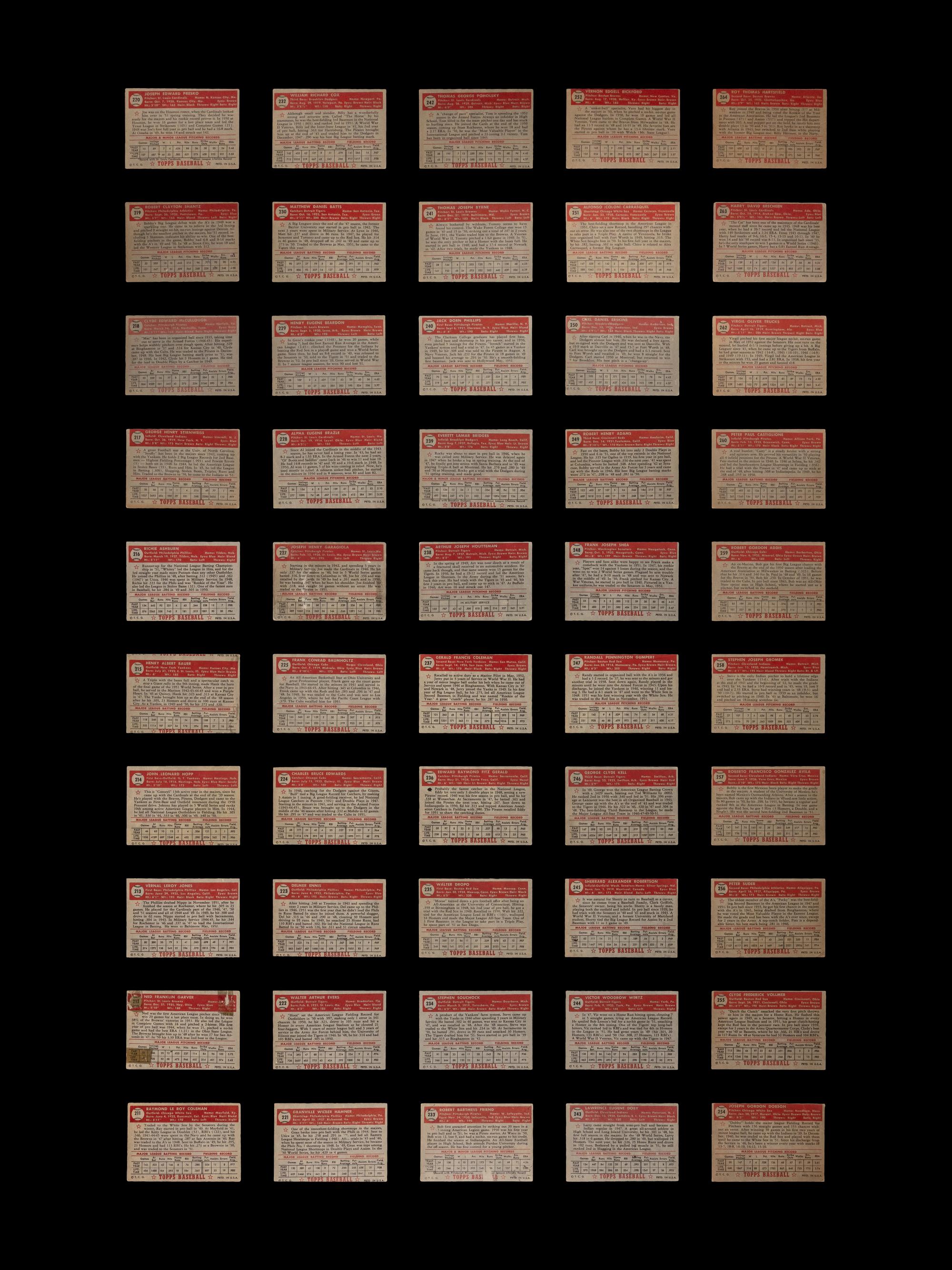 A Near Set of 1952 Topps Baseball Cards (371/407) Featuring Over 60 High Numbers