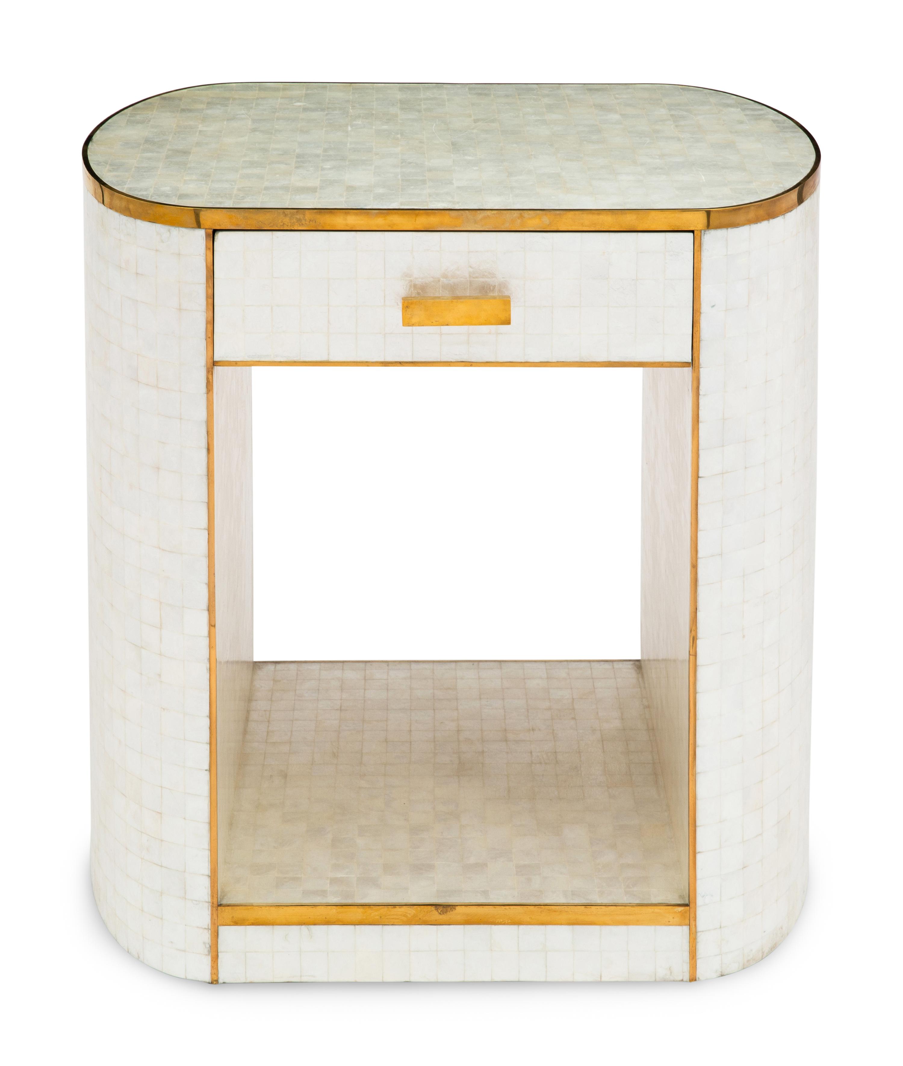 A Platt Collection Capiz Shell and Brass Side Table
