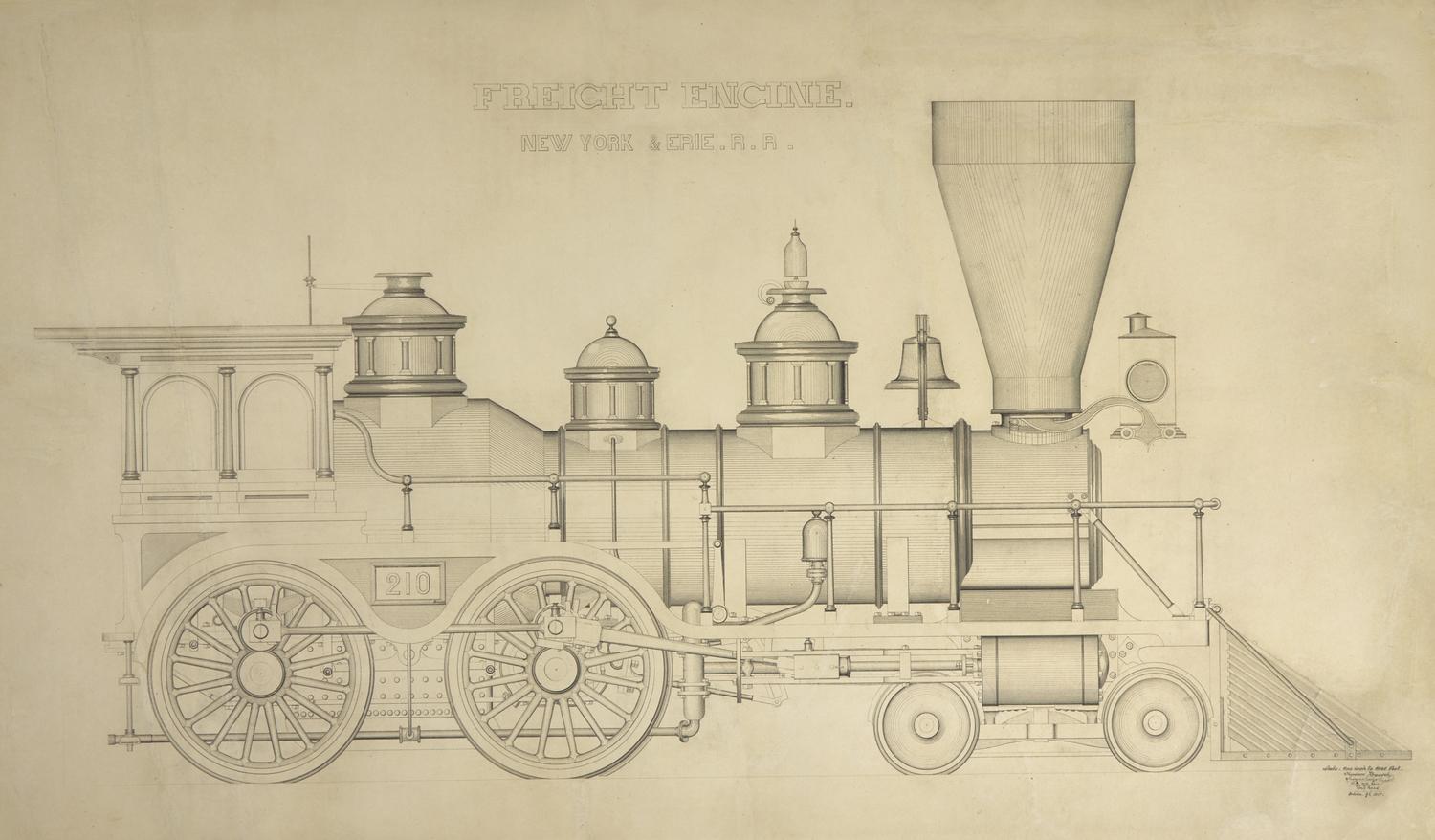 [Americana] [Railroad] Krausch, Theodore. Freight Engine. New York & Erie R.R.