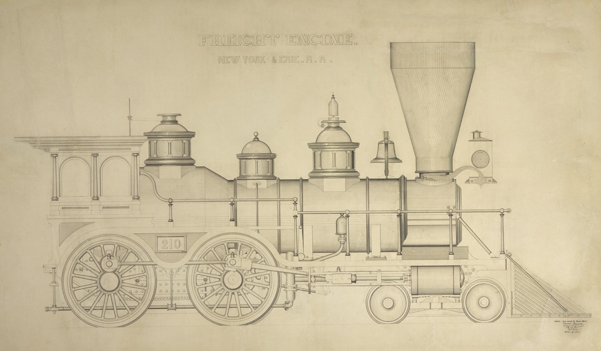 [Americana] [Railroad] Krausch, Theodore. Freight Engine. New York & Erie R.R.