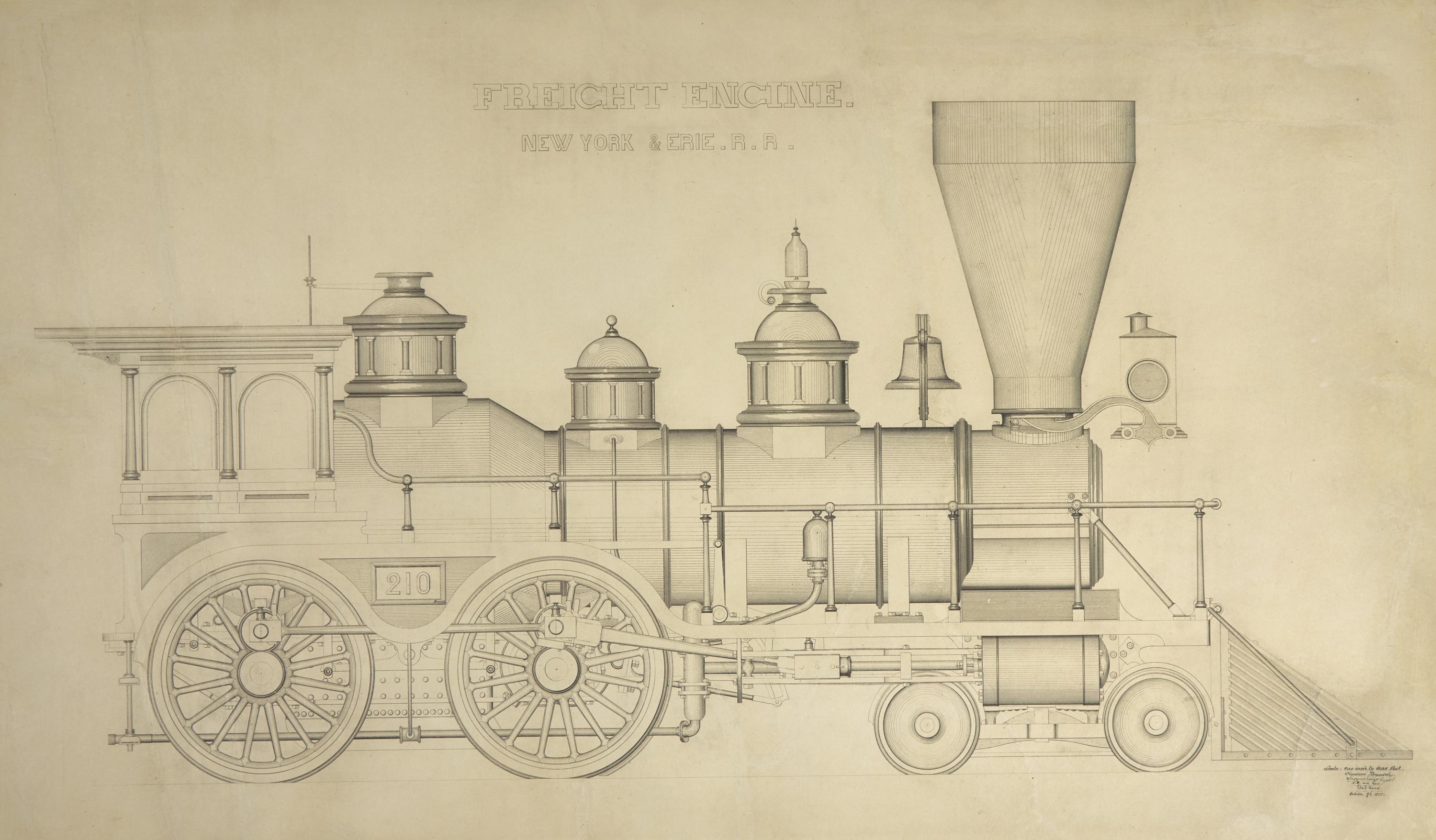 [Americana] [Railroad] Krausch, Theodore. Freight Engine. New York & Erie R.R.