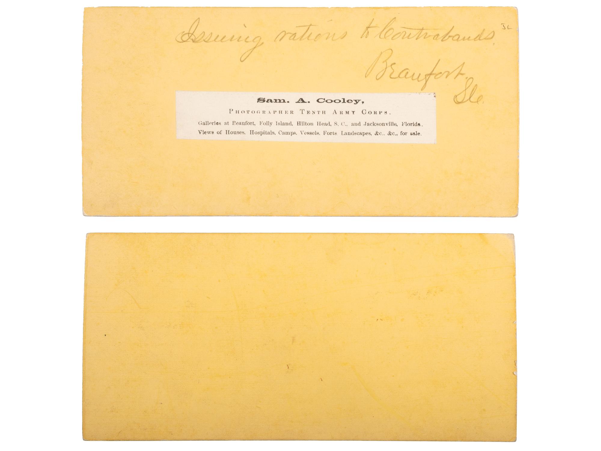 [CIVIL WAR]. COOLEY, Sam A., photographer. A group of 2 stereoviews with African American subject matter.