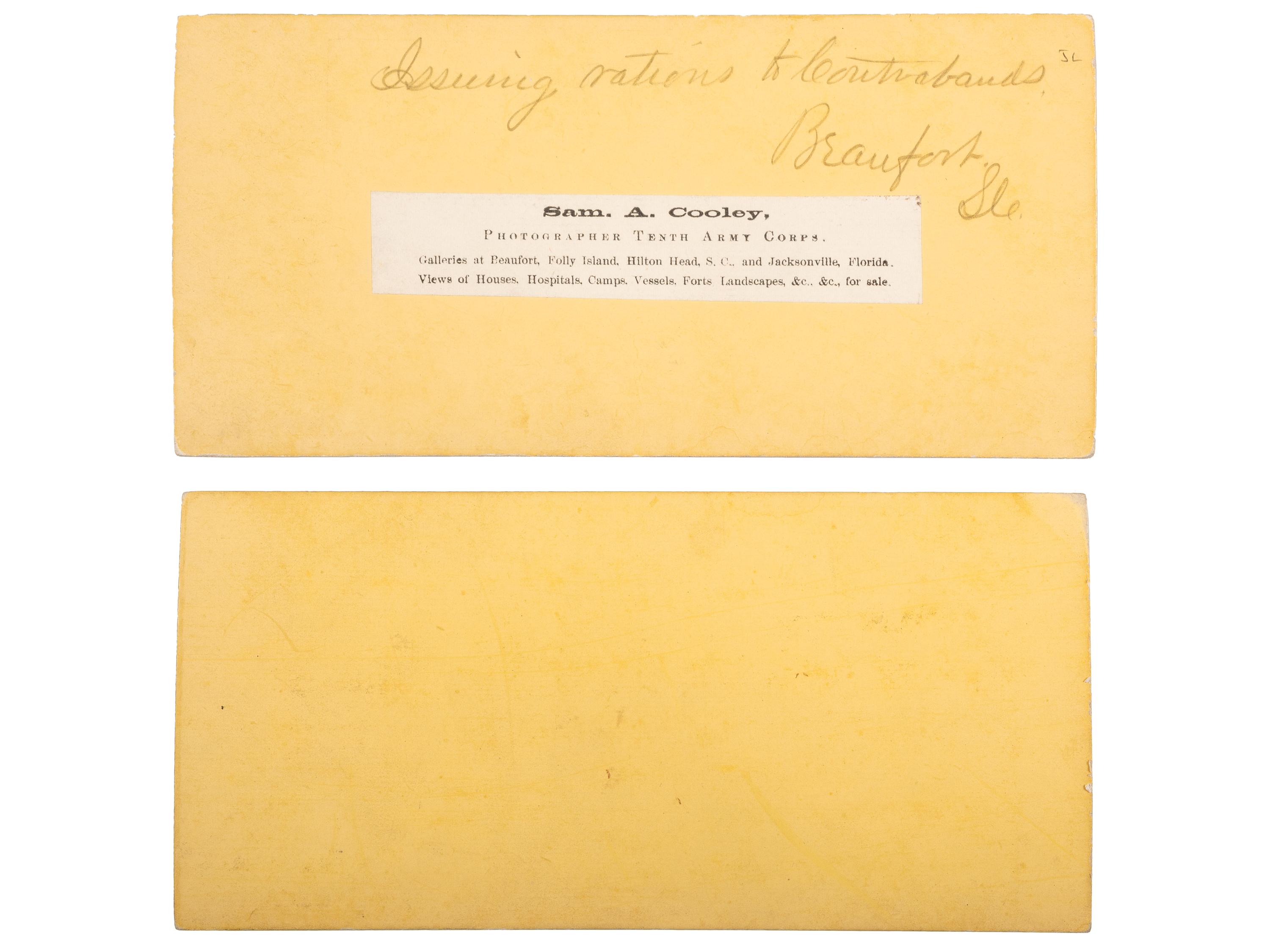[CIVIL WAR]. COOLEY, Sam A., photographer. A group of 2 stereoviews with African American subject matter.