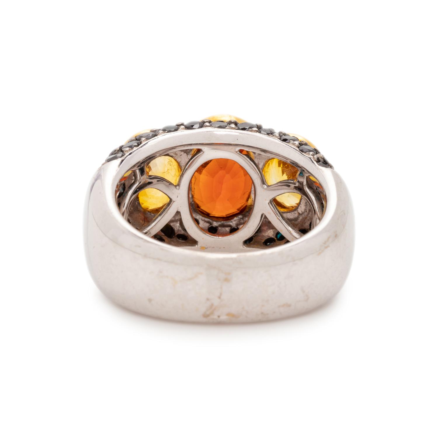 GEMSTONE AND BLACK DIAMOND RING