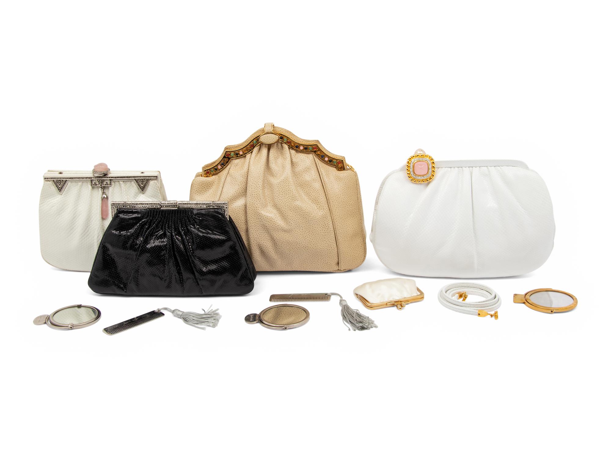 Four Exotic Skin Judith Leiber Bags, 1980-90s