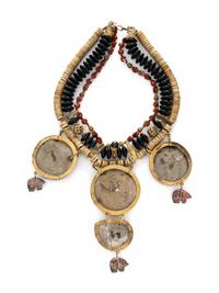 TONY DUQUETTE, HARDSTONE, BONE, AND AMMONITE FOSSIL NECKLACE