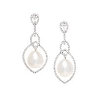 DIAMOND AND CULTURED SOUTH SEA PEARL EARRINGS