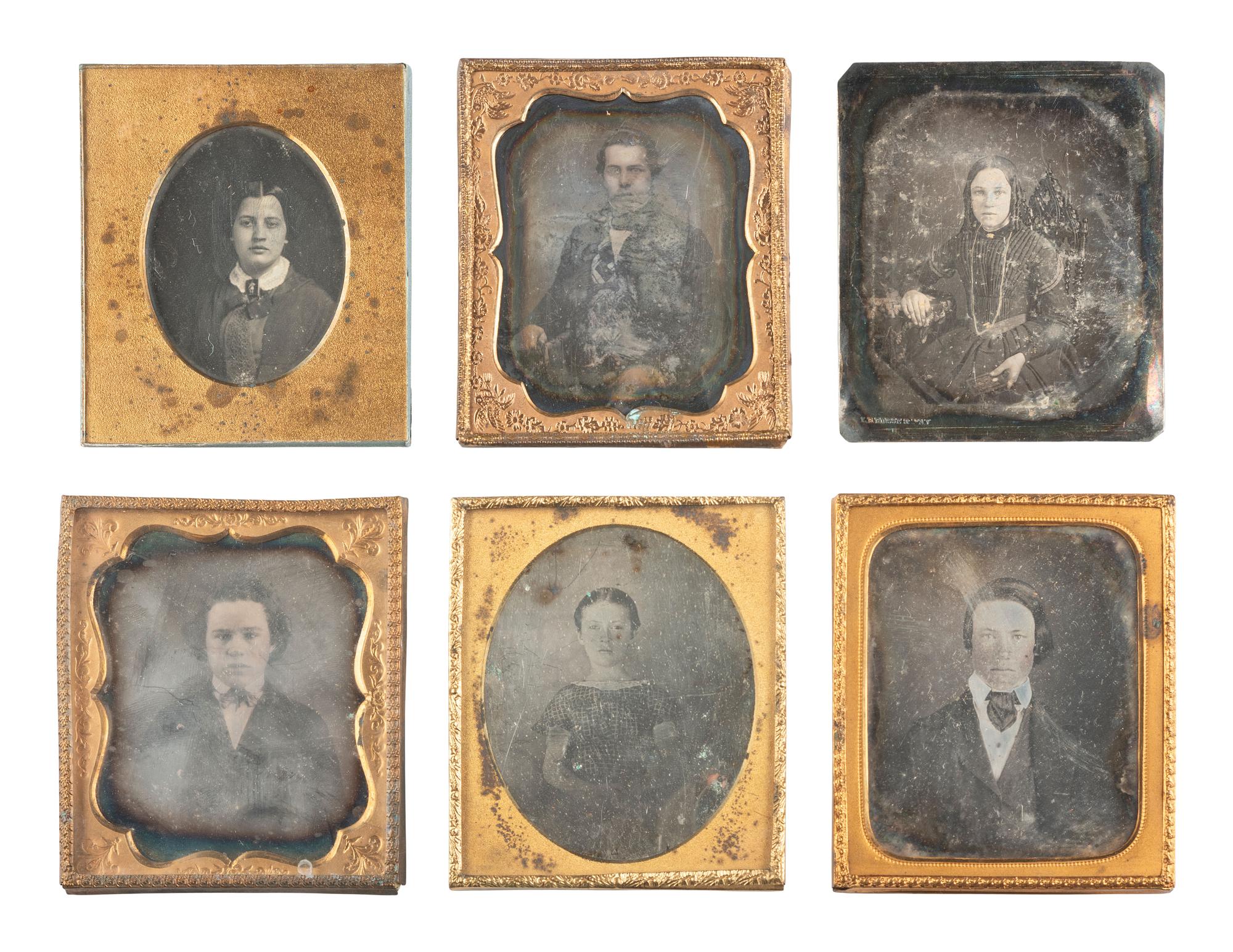 [EARLY PHOTOGRAPHY]. 18 sixth plate daguerreotypes of adolescent males and females.