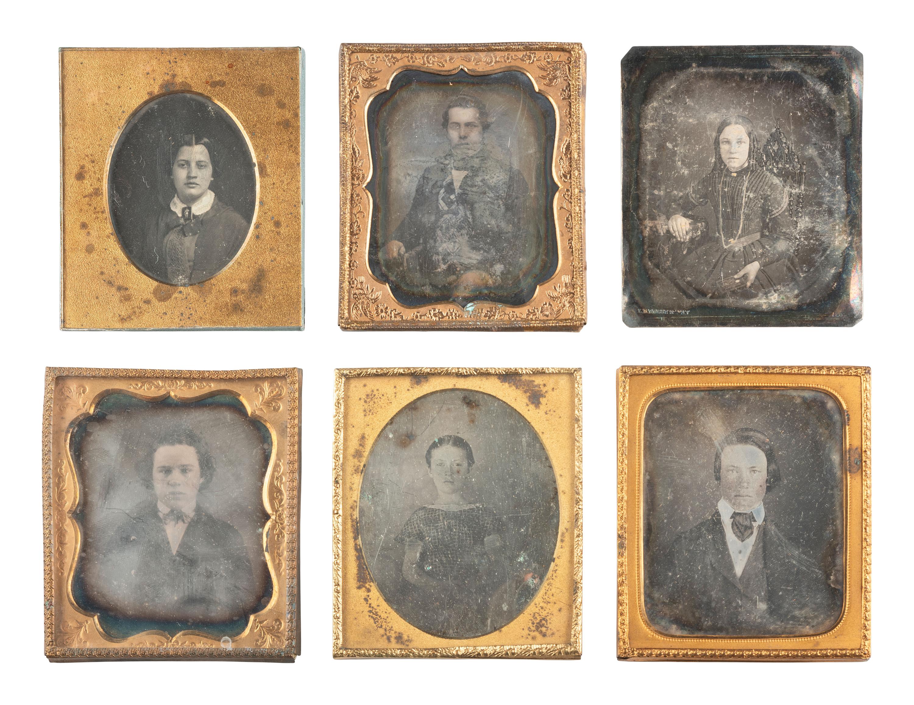 [EARLY PHOTOGRAPHY]. 18 sixth plate daguerreotypes of adolescent males and females.