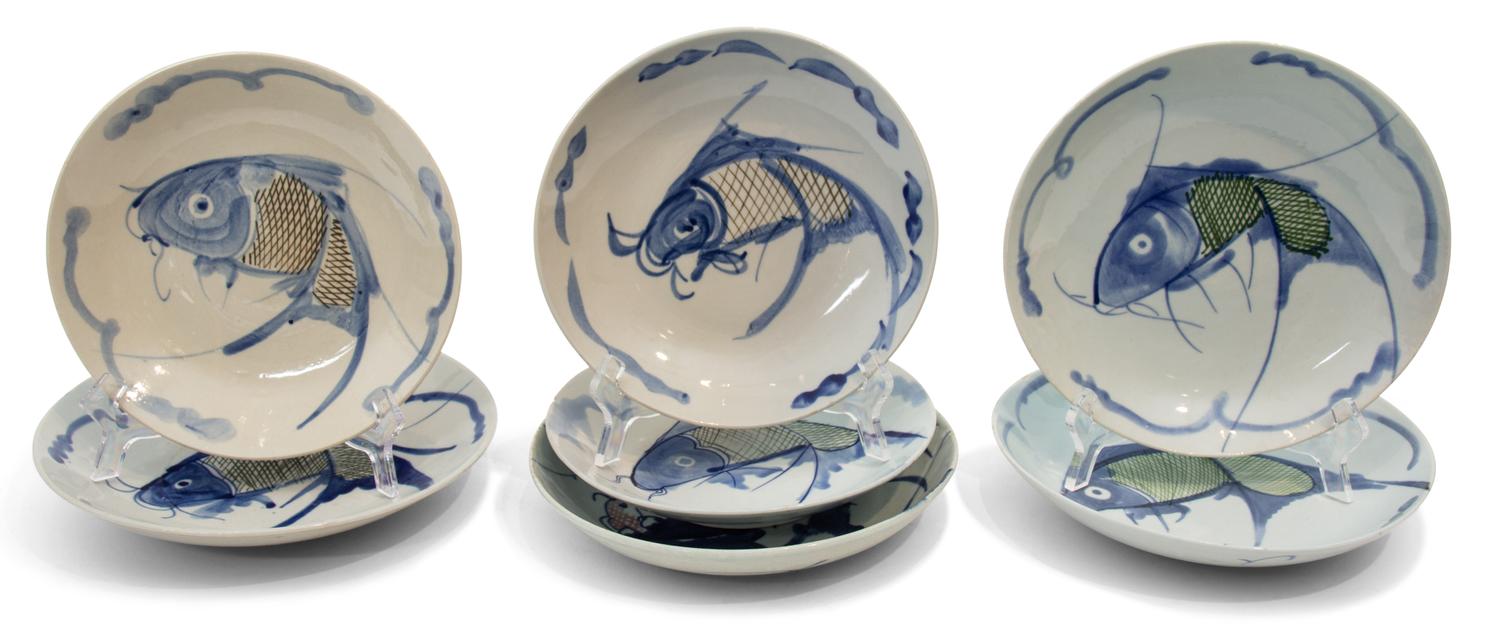 Seven Chinese Blue and White Decorated Plates Diameter 8 1/2 inches. — 19TH/20TH CENTURY