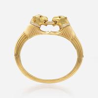 An 18K Yellow Gold and Diamond Panther Bracelet Swiss