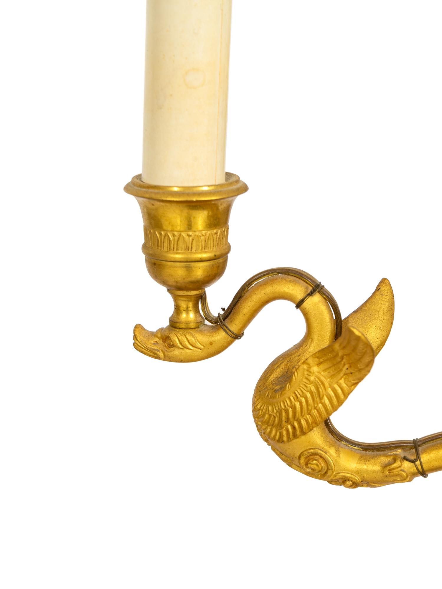 An Empire Style Gilt Bronze and Tôle Chandelier
