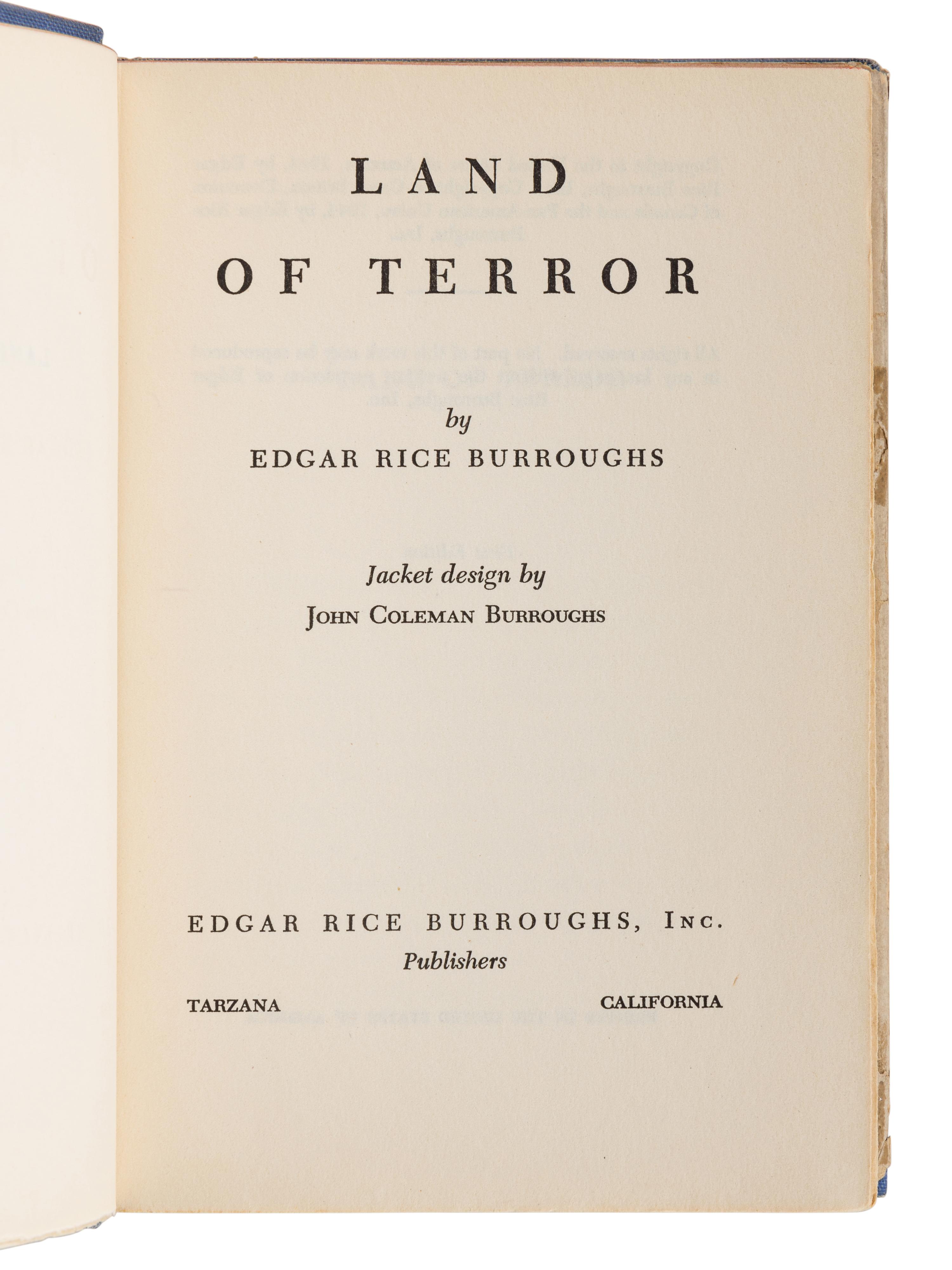 BURROUGHS, Edgar Rice (1875-1950). Back to the Stone Age. Tarzana: Edgar Rice Burroughs, Inc., 1936.