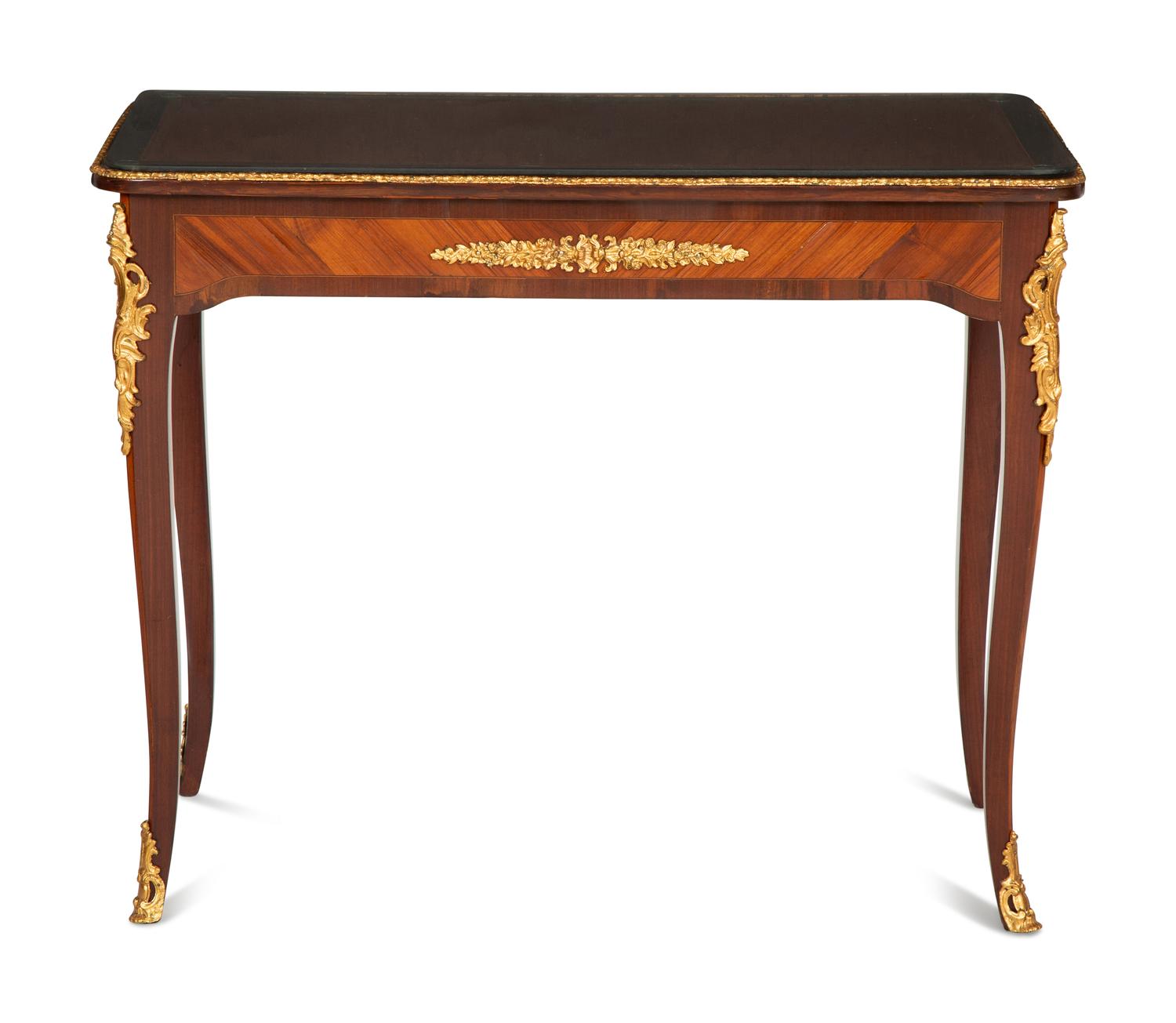 A Louis XV Style Gilt Bronze Mounted Kingwood and Mahogany Writing Table