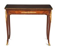 A Louis XV Style Gilt Bronze Mounted Kingwood and Mahogany Writing Table