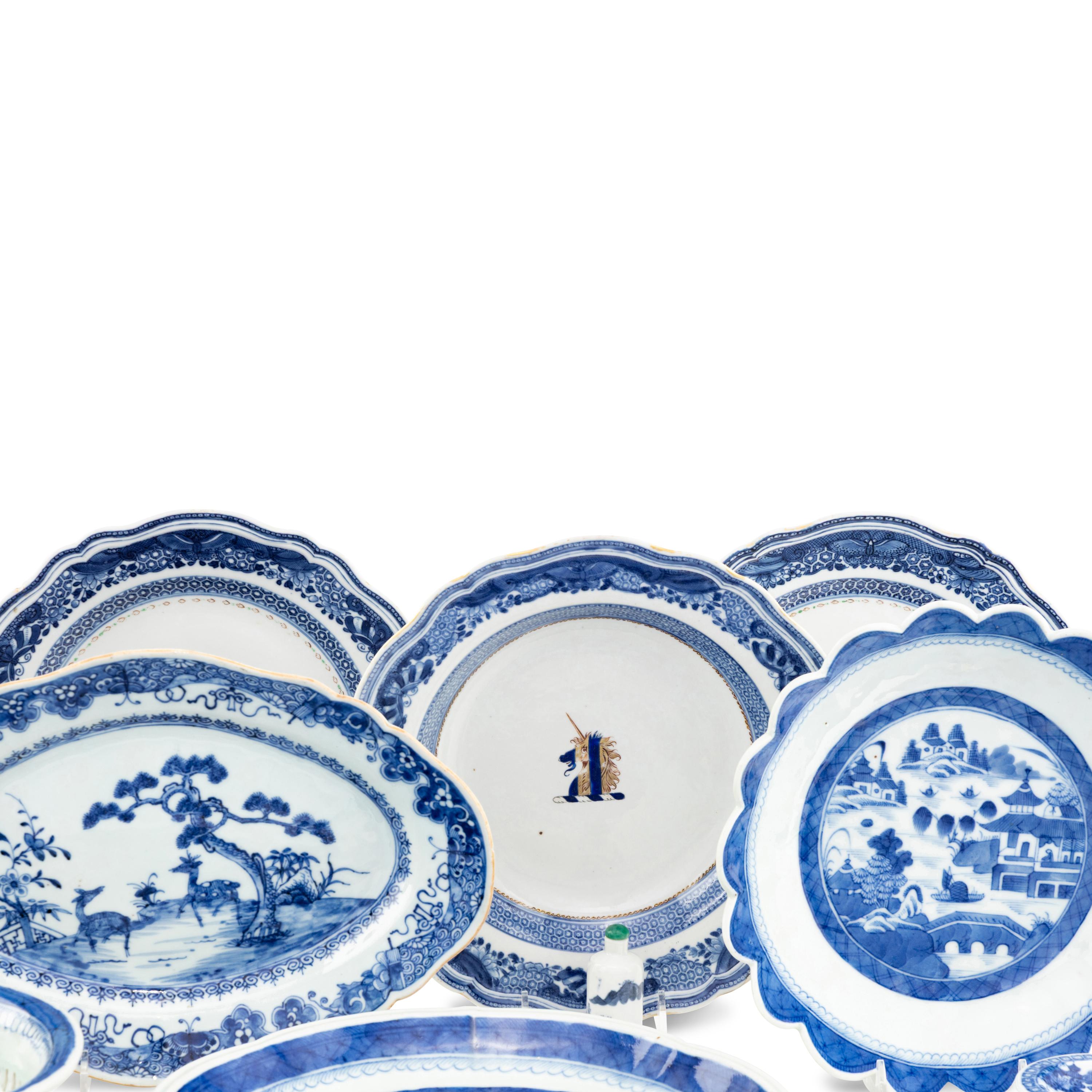 A Collection of Chinese Export Blue and White Porcelain Table Articles