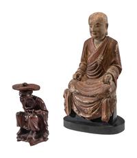 Two Chinese Carved Wood Figures