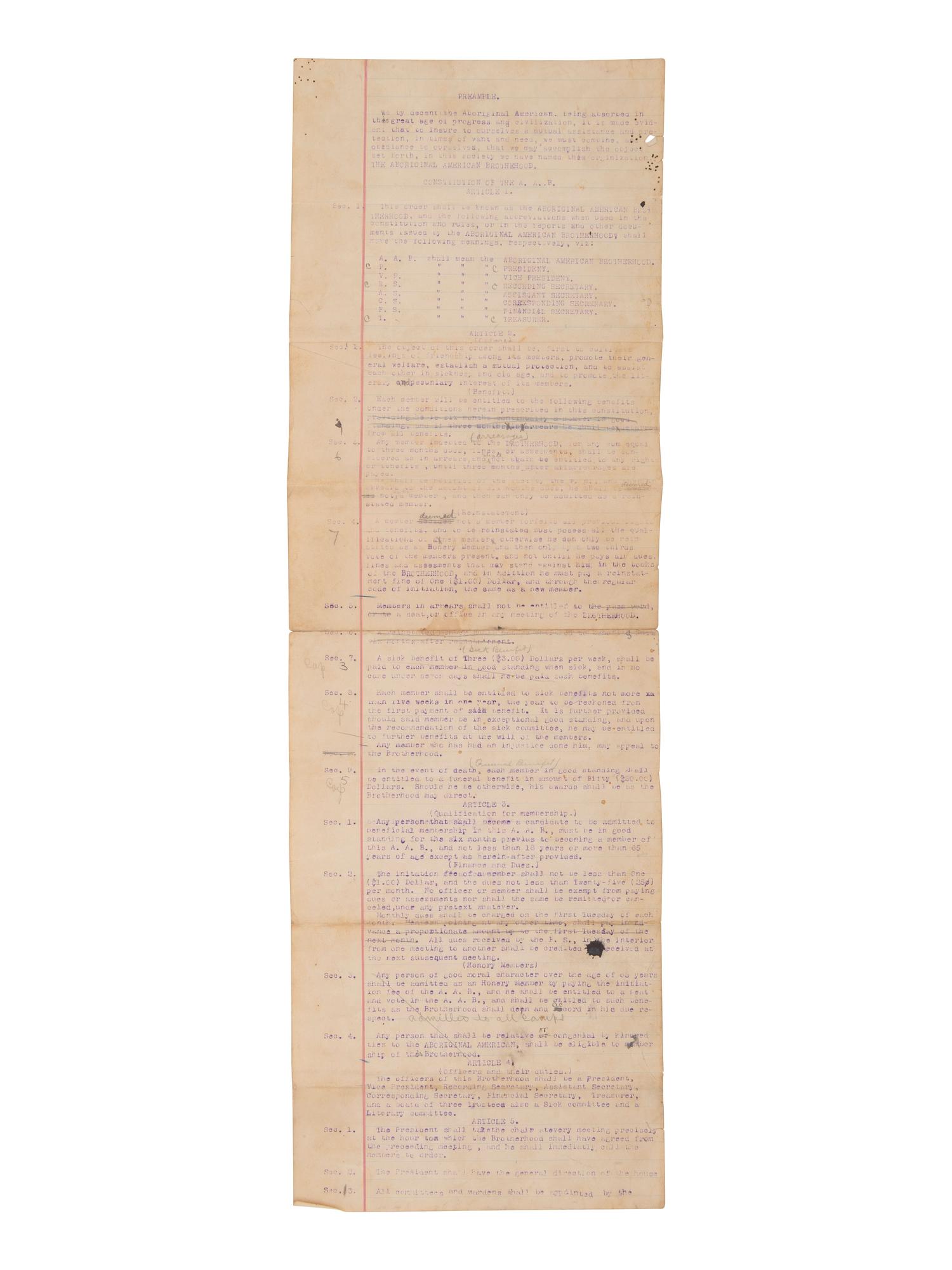 [NATIVE AMERICAN]. ARMSTRONG, Charles D. (1866-1931). Papers of Charles D. Armstrong of the Bad River Band of the Lake Superior Tribe of Chippewa Indians, including letters, documents, maps, and photographs.