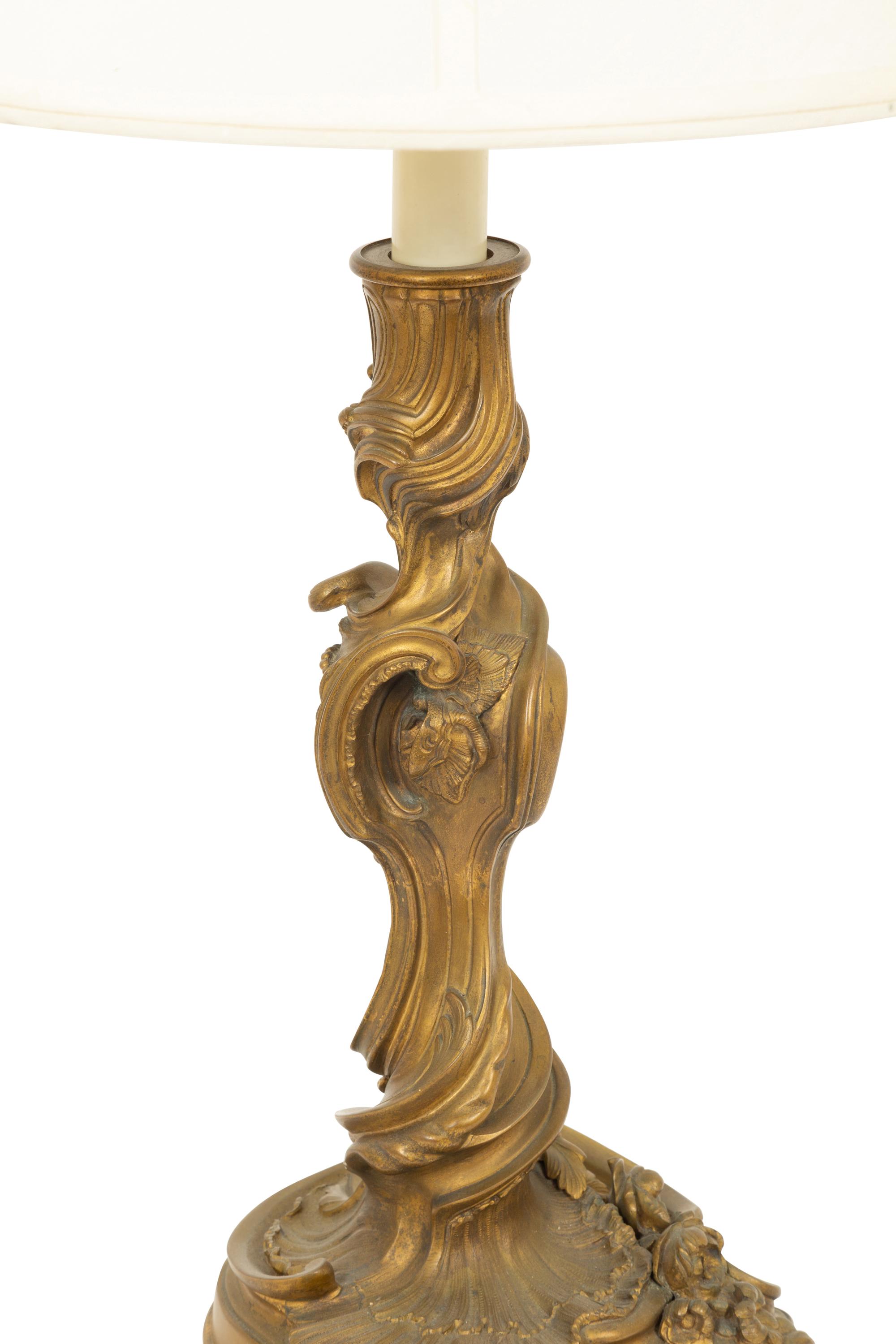 A Louis XV Stye Gilt Metal Table Lamp