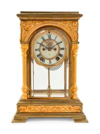 An Ansonia Sirius Gilt Metal and Crystal Regulator Clock