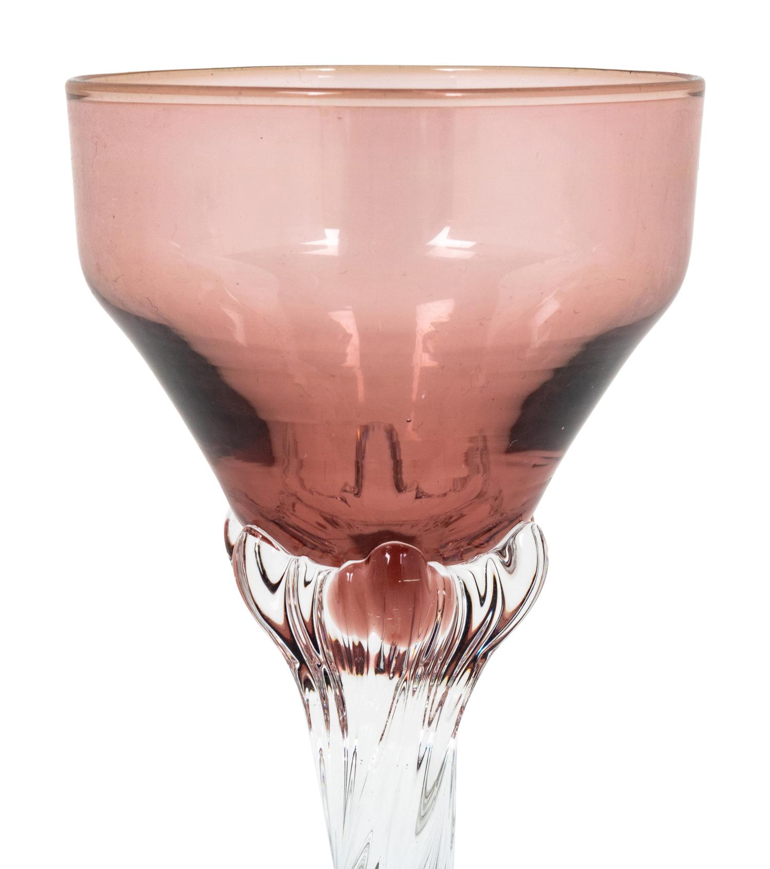 Twelve Colored Glass Stemware Articles