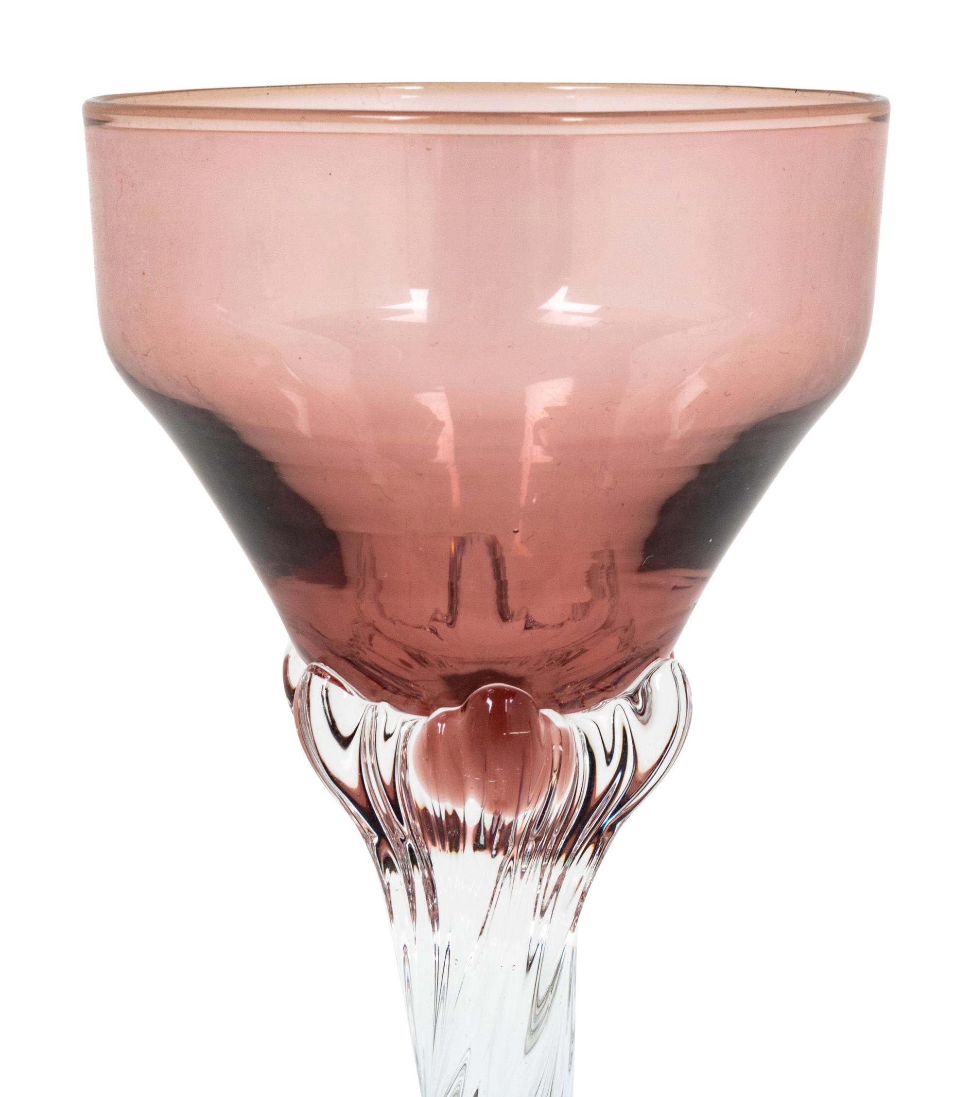 Twelve Colored Glass Stemware Articles