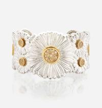 A Buccellati Sterling Silver, Vermeil, and Colored Diamond Cuff Bracelet Daisy