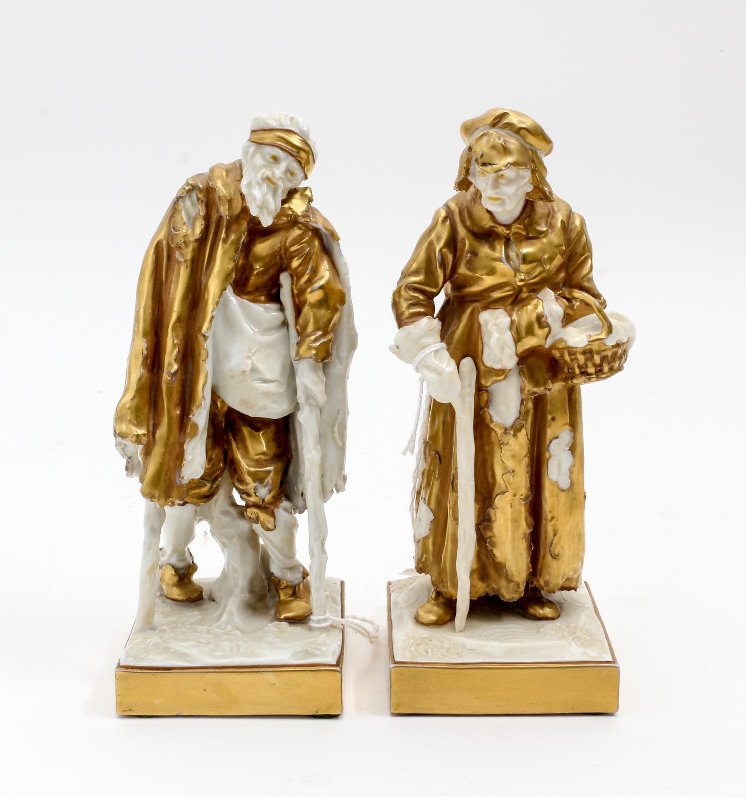 A Pair of Capodimonte Gilt Decorated Porcelain Figures Height 6 1/2 inches. — 19TH/20TH CENTURY